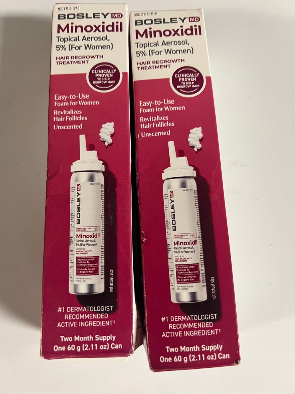 Bosley MD Minoxidil 5% Topical Aerosol Foam for Women - Pink/White